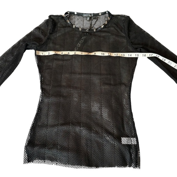 NWT CURRENT MOOD BLACK STUDDED MESH LONG SLEEVE TOP – SIZE M DOLLS KILL - Picture 4 of 13